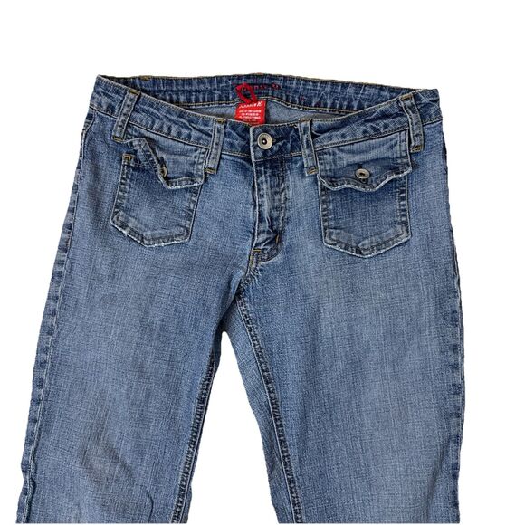 Vintage Y2K Johnnie M Bootcut Flare Jeans Juniors Sz 7 Low Rise 90s Medium Wash - Picture 3 of 6